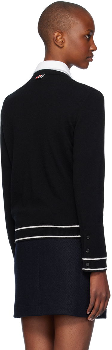 Pleteni pulover Thom Browne Thom Browne Pointelle Hector & Rose Cardigan Črna | FKC604E-Y1029, 2