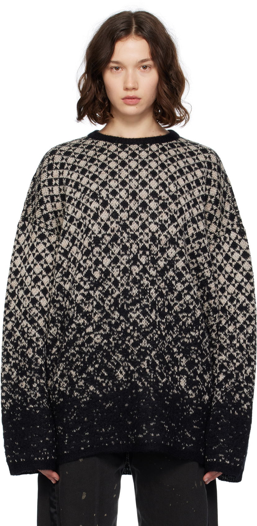 Pleteni pulover Maison Margiela MM6 Maison Margiela Wool & Mohair Dip Dye Sweater Črna | S52HL0051 M13136
