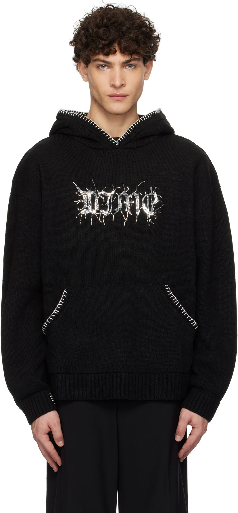 Pulover Dime Wool Hoodie With Kangaroo Pocket Črna | DIMEHO2412BLK