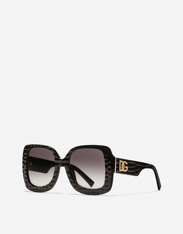 Sončna očala Dolce & Gabbana Oversized Square Crossed Textured Gradient Sunglasses Črna | VG4513VP88G9V000, 1