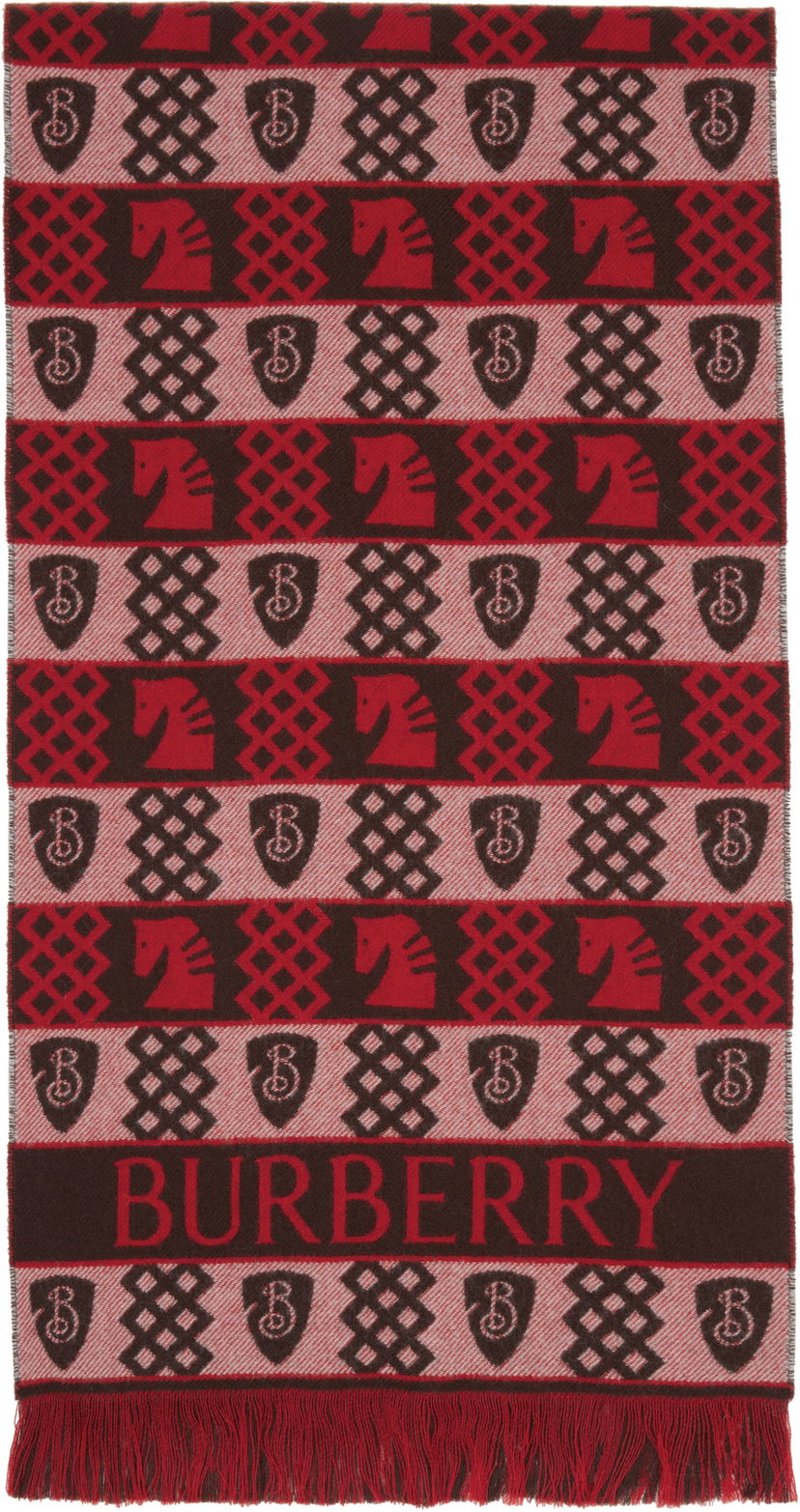 Šala Burberry Burberry Chess Fair Isle Wool Scarf Rdeča | 8115320