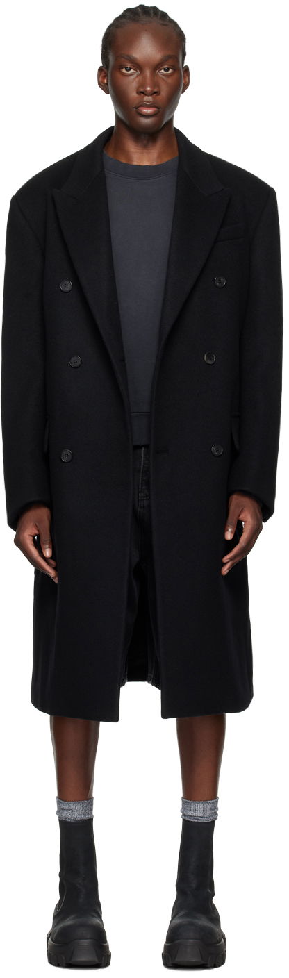 Plašči We11done Double-Breasted Wool Coat Črna | WD-CT2-24-068-M-BK