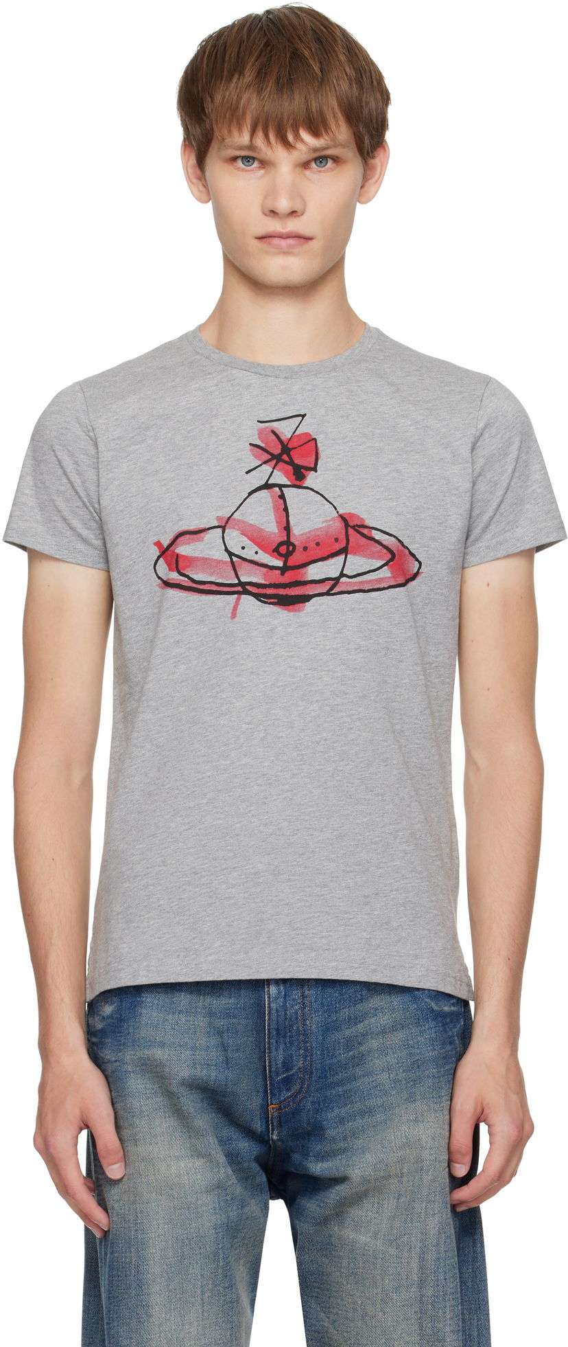 Majica Vivienne Westwood Vivienne Westwood Drawn Orb T-Shirt Siva | 3G01003X-J001M-