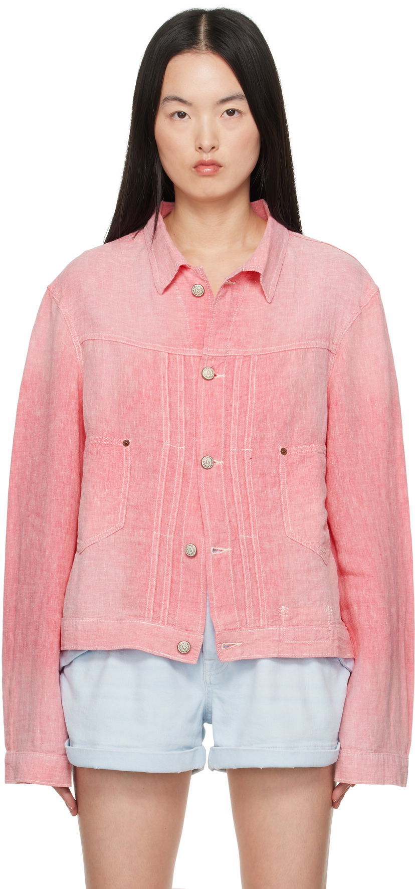 Jakna R13 R13 Relaxed Pleated Trucker Jacket Roza | R13WD165-D313A