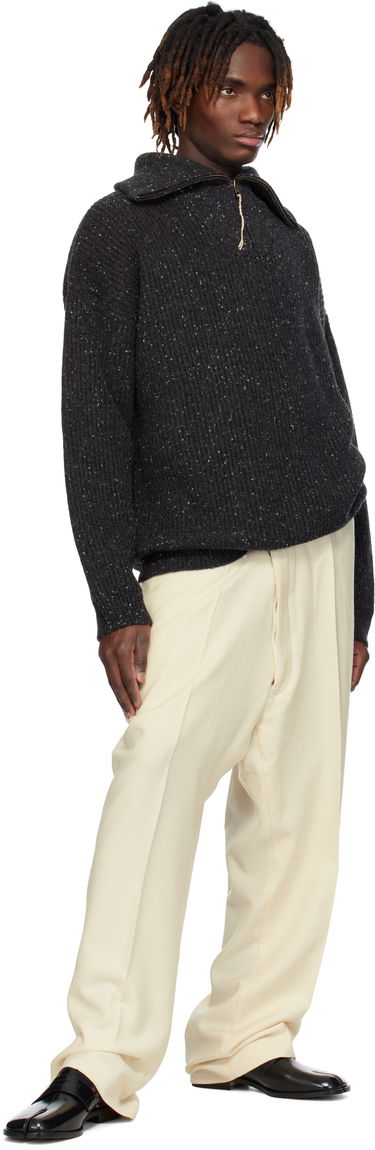 Pleteni pulover Maison Margiela Maison Margiela Half-Zip Donegal Wool Sweater Siva | S50HL0039 M13094, 3