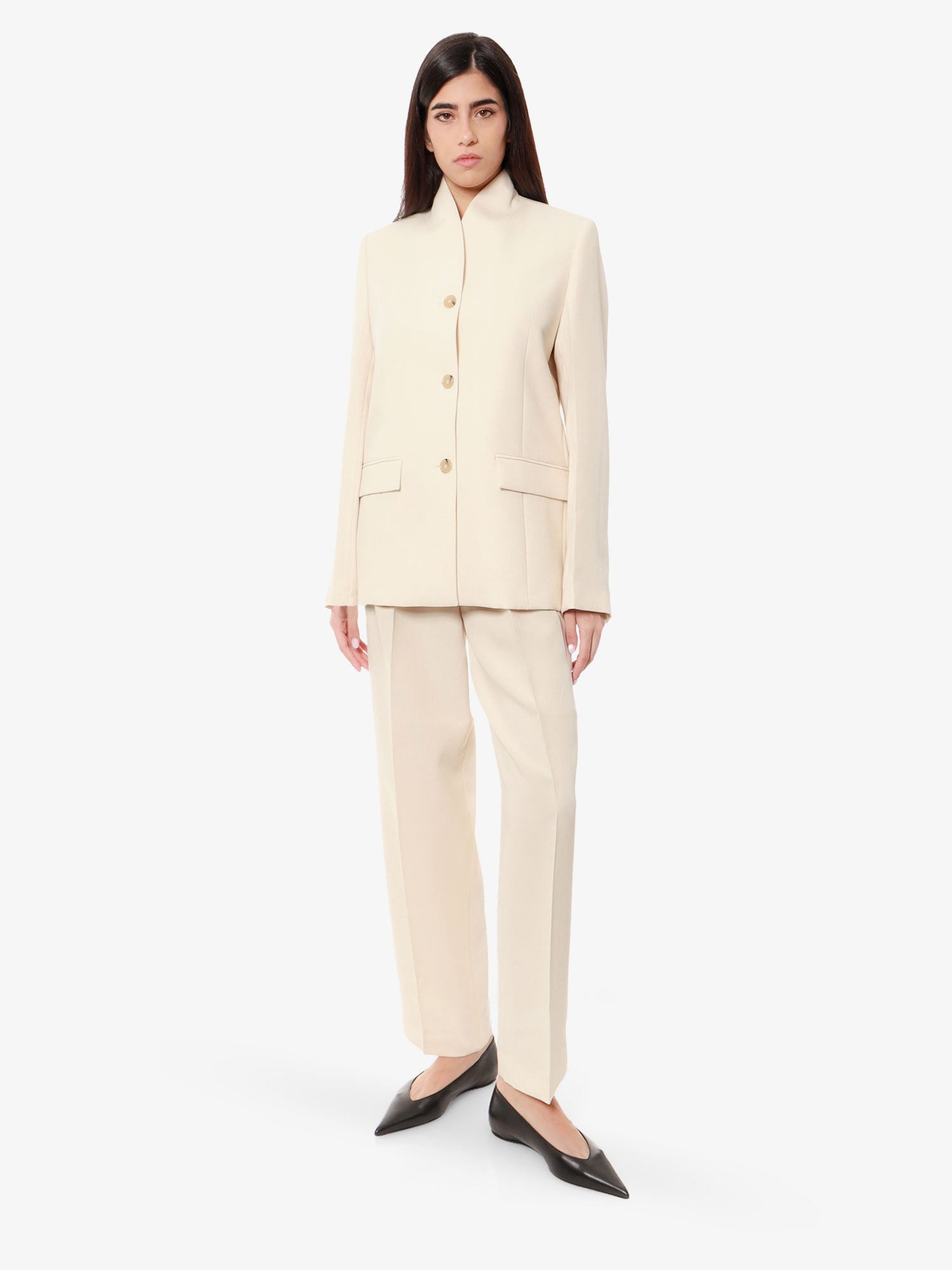 Jakna TOTEME Single-Breasted Band Collar Blazer Bež | 241WRZ1063FB0065007, 1