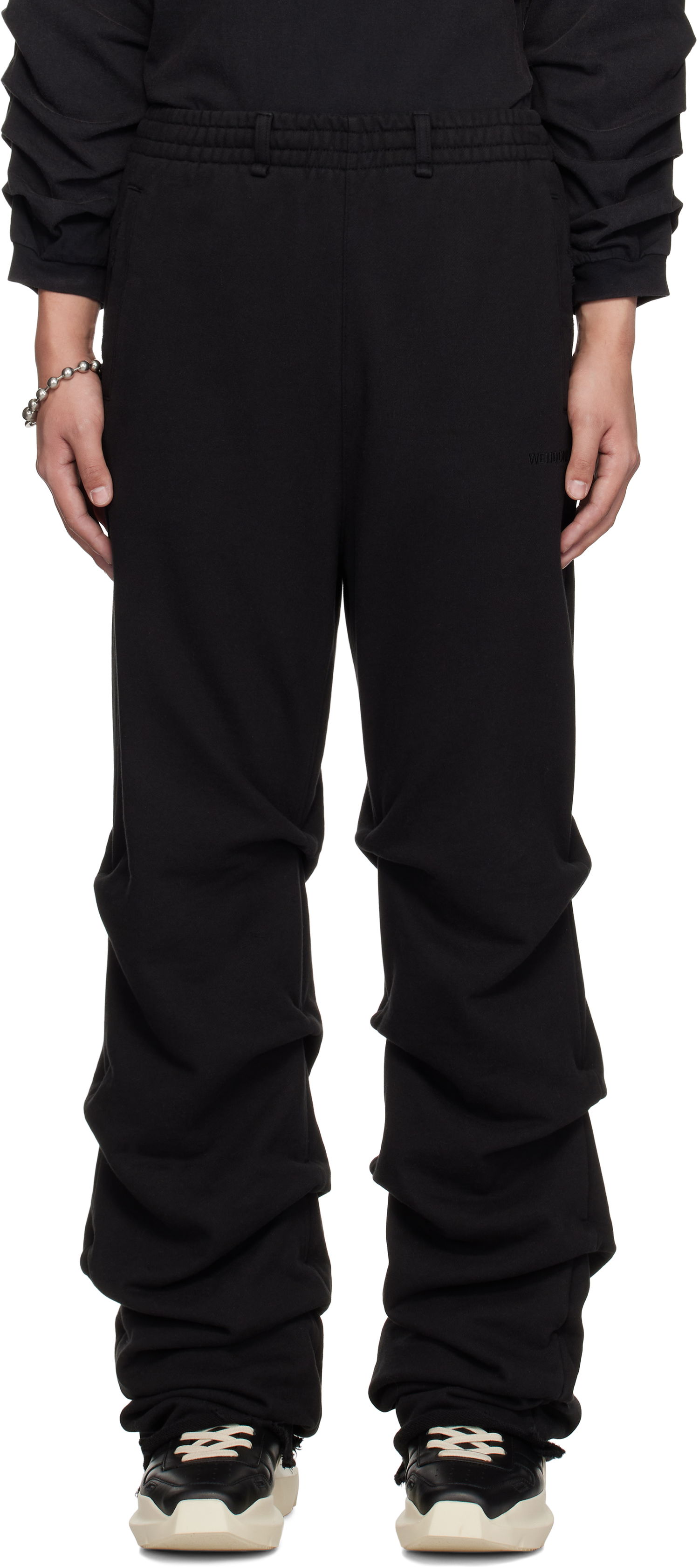 Trenirka We11done We11done Wrinkled Straight Jogger Sweatpants Črna | WD-TA0-25-724-U-BK, 0