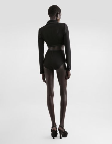 Jakna Dolce & Gabbana Dolce & Gabbana Cropped Wool Crepe Jacket Črna | F27EFTFU2TZN0000, 2