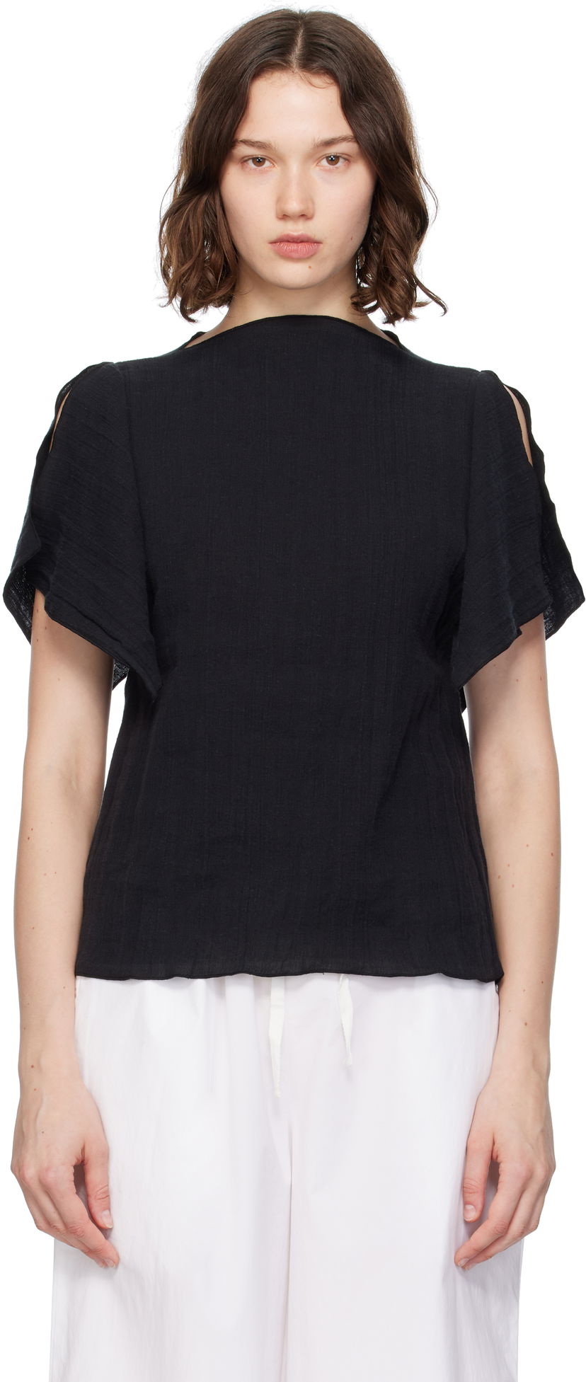 Majica Baserange Baserange Folio Short Sleeve Top Črna | TOFO-LC-SU25