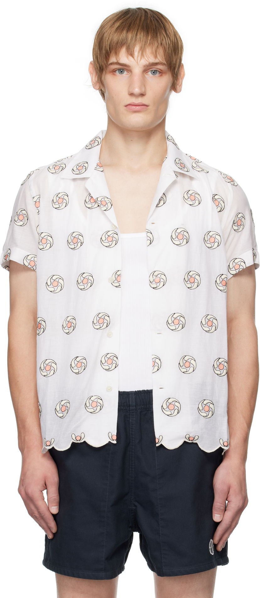 Srajce Bode Floral Aperture Short Sleeve Bela | MRF24SH049