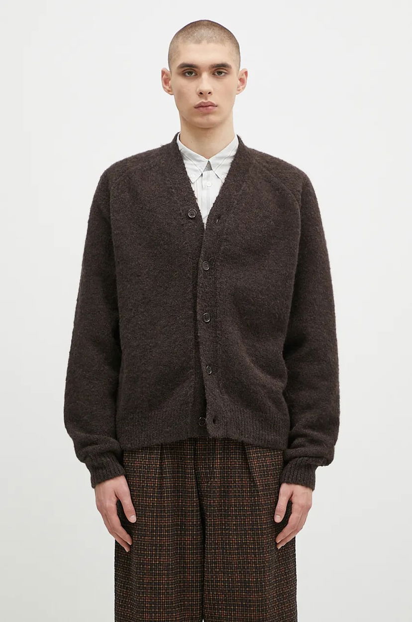 Pleteni pulover Universal Works Universal Works Cardigan Rjava | 31458.BROWN