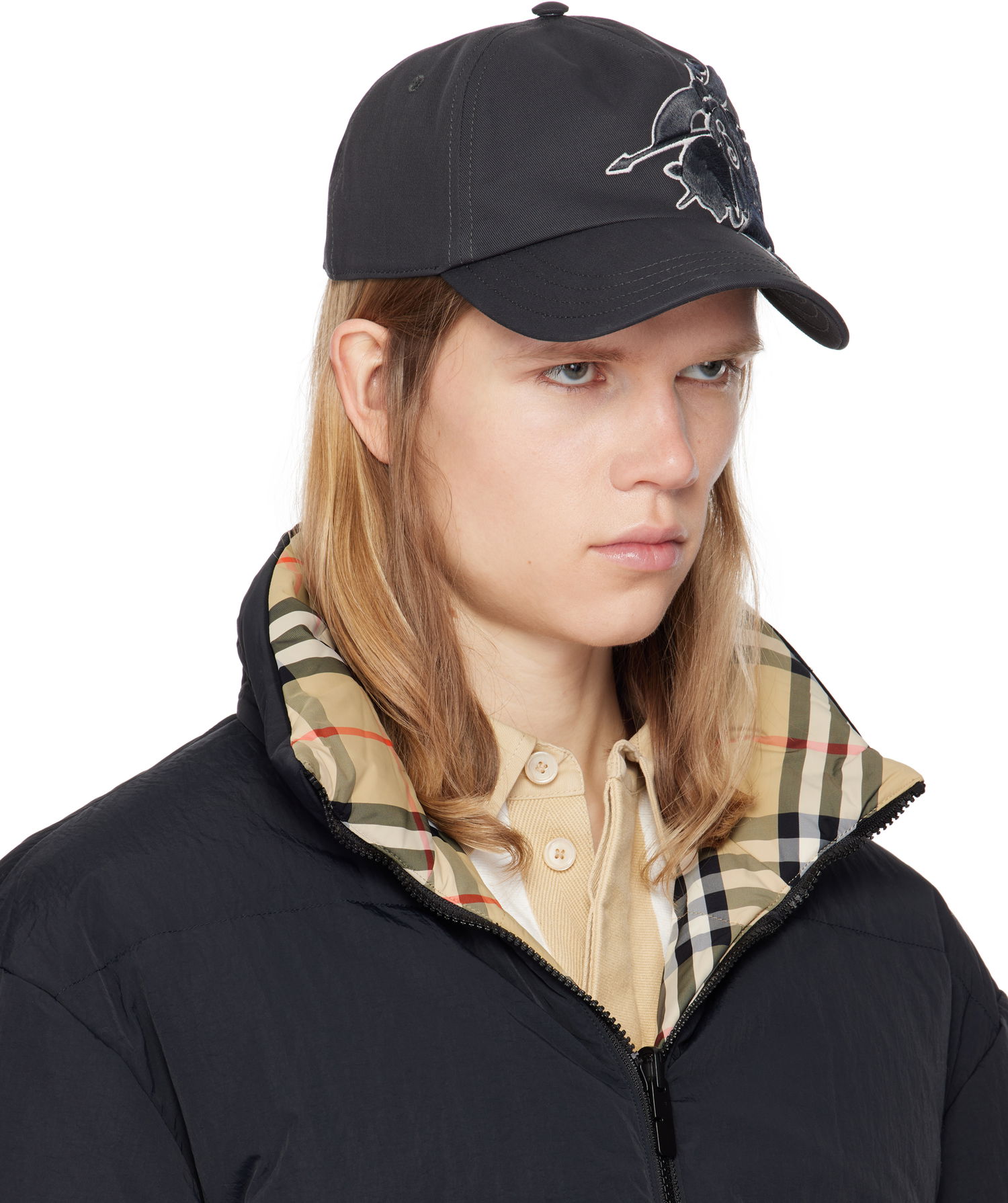Kapa Burberry Burberry Baseball Cap with Equestrian Knight Design Črna | 8105728, 1