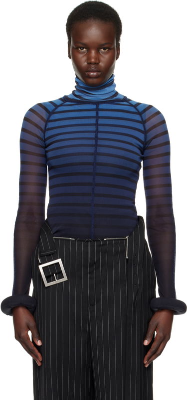 Pleteni pulover Jean Paul Gaultier Jean Paul Gaultier 'The 3D Striped' Turtleneck Top Modra | 25/33-F-TO235-T575-005956, 0