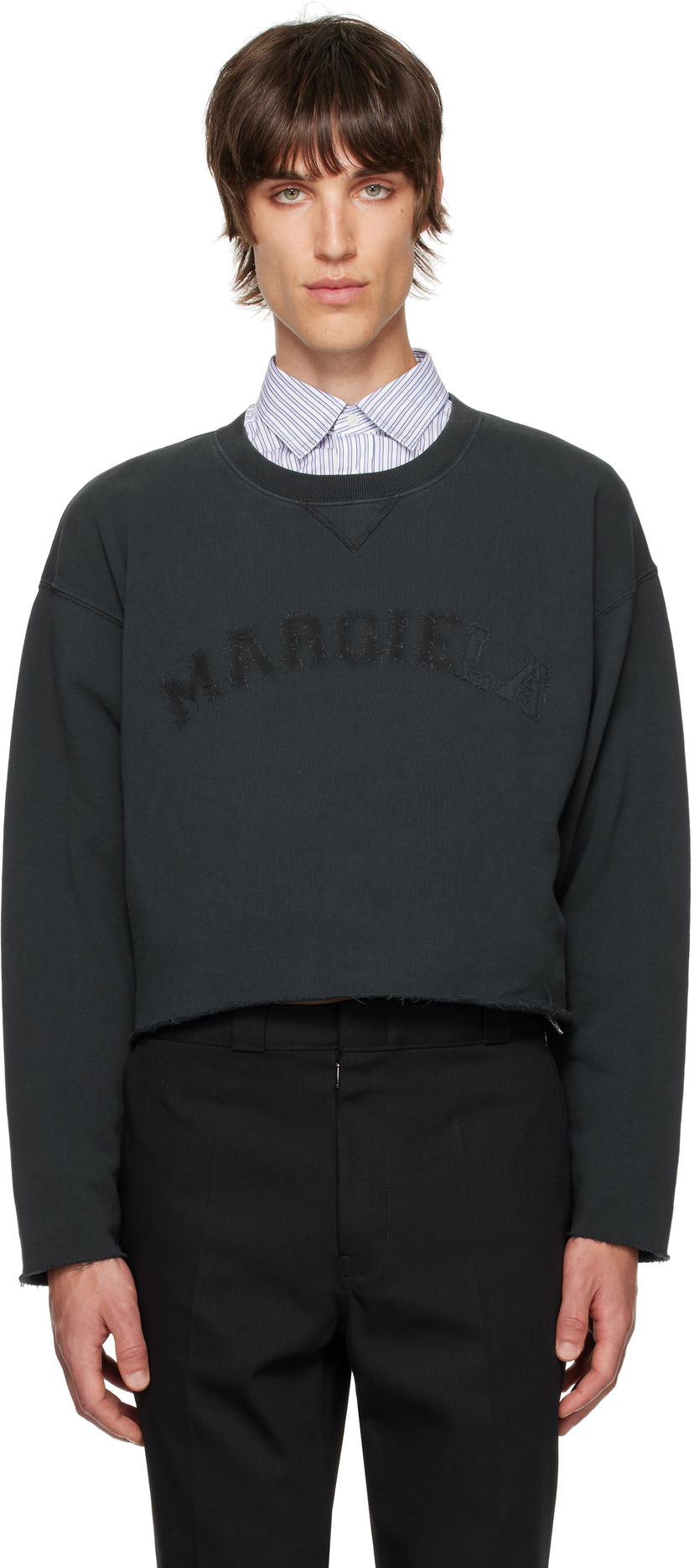 Pulover Maison Margiela Firm Sweatshirt Črna | S51GU0134 S25570