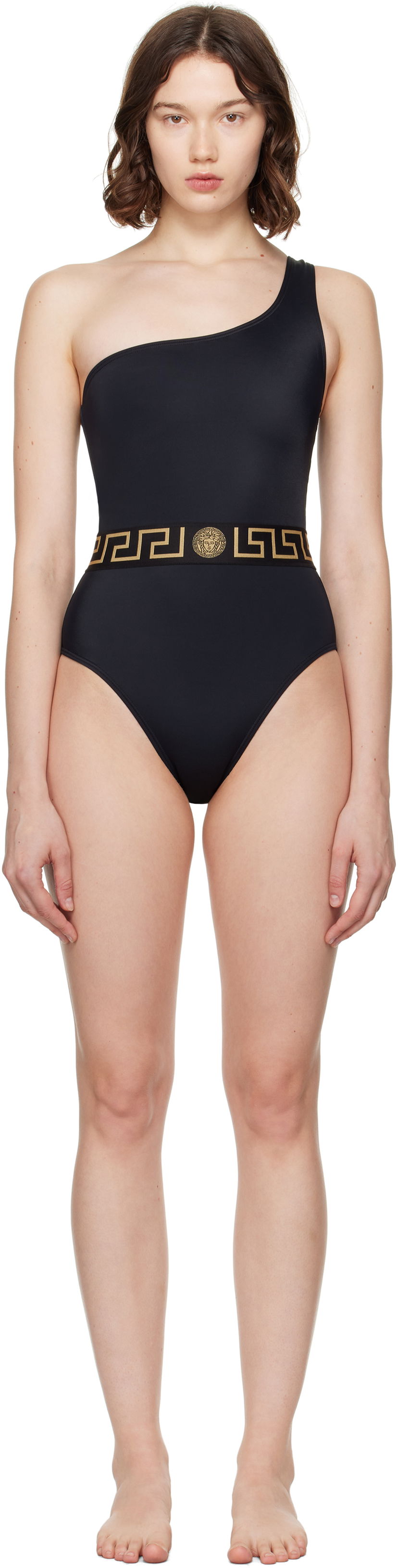 Kopalke Versace Greca Border One-Piece Swimsuit Črna | 1020488_1A11119