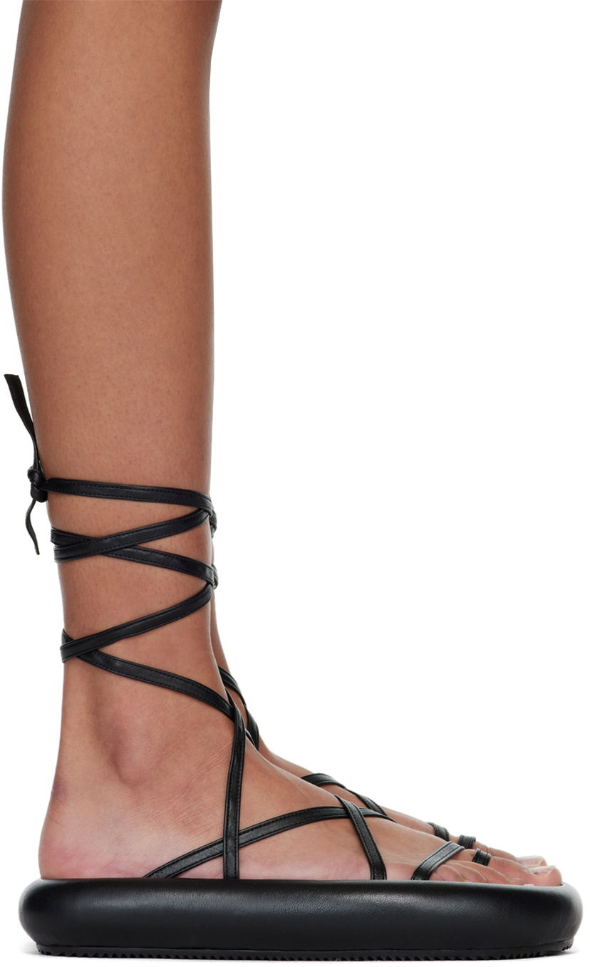Nega čevljev ISABEL MARANT Isabel Marant Omea Wrap Leather Sandals Črna | 22ASD1027-22A071S