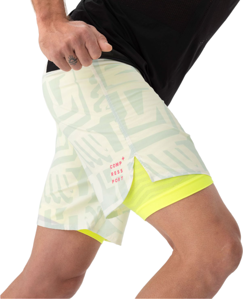 Kratke hlače Compressport Trail Running Shorts 2-In-1 Bela | ashm3710023, 1