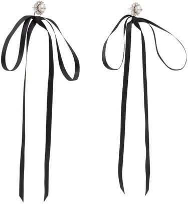 Uhani Simone Rocha Simone Rocha Double Ended Daisy Bow Ribbon Earrings Bela | ERG497 0906, 4