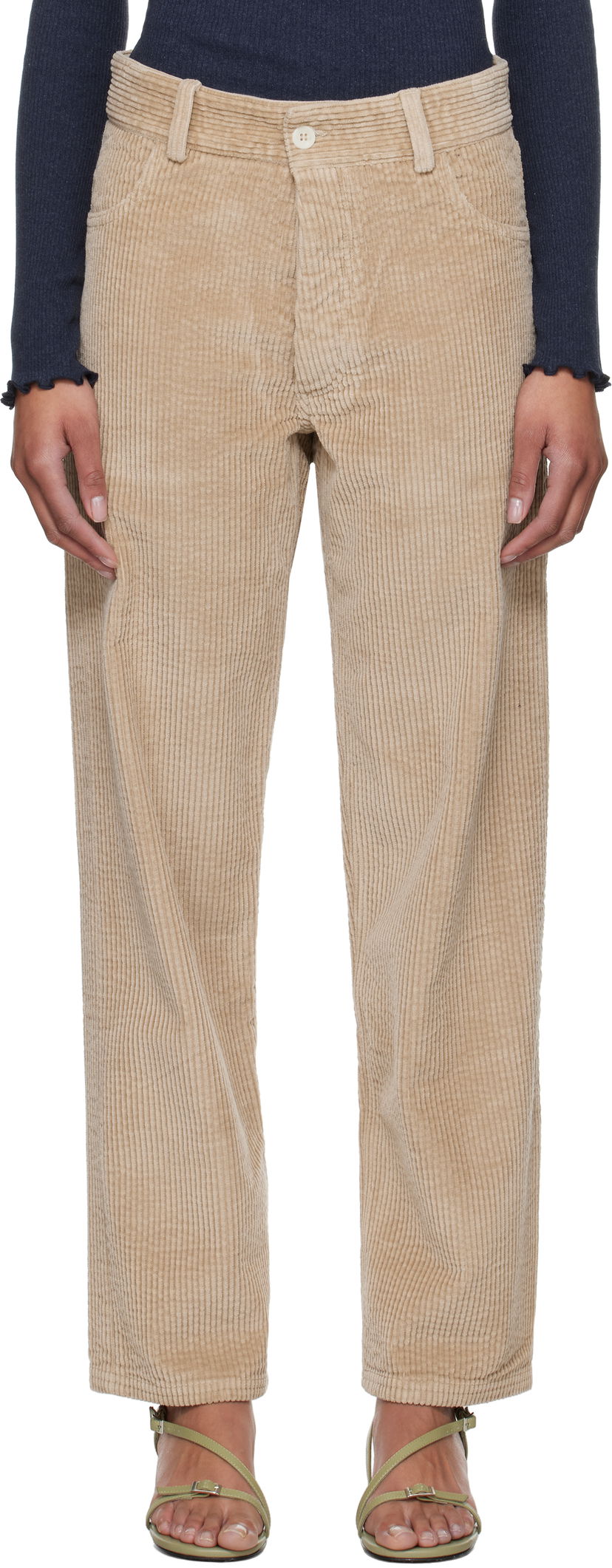 Hlače Baserange Baserange Indre Corduroy Trousers Bež | TRIN-CO-SP25