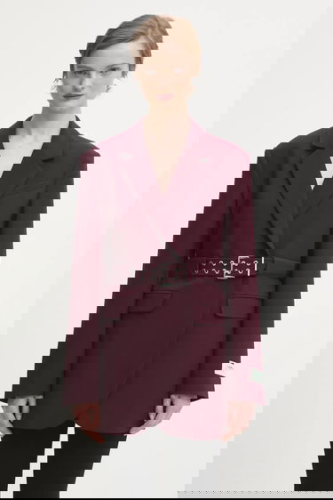 Jakna GANNI Future Twill Suiting Belted Blazer Bordo | W0403, 0