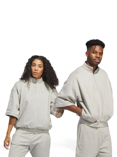 Pleteni pulover adidas Performance Basketball Sueded 3/4 Half-Zip Crewneck Siva | IN7712