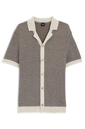 Pleteni pulover BOSS Regular-Fit Knitted Cotton Cardigan Bež | 50543163, 0