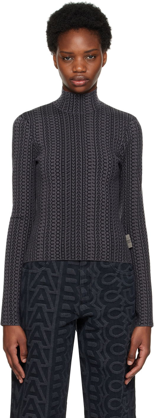 Pleteni pulover Marc Jacobs Marc Jacobs 'The Monogram' Turtleneck Top Siva | N611J01RE22