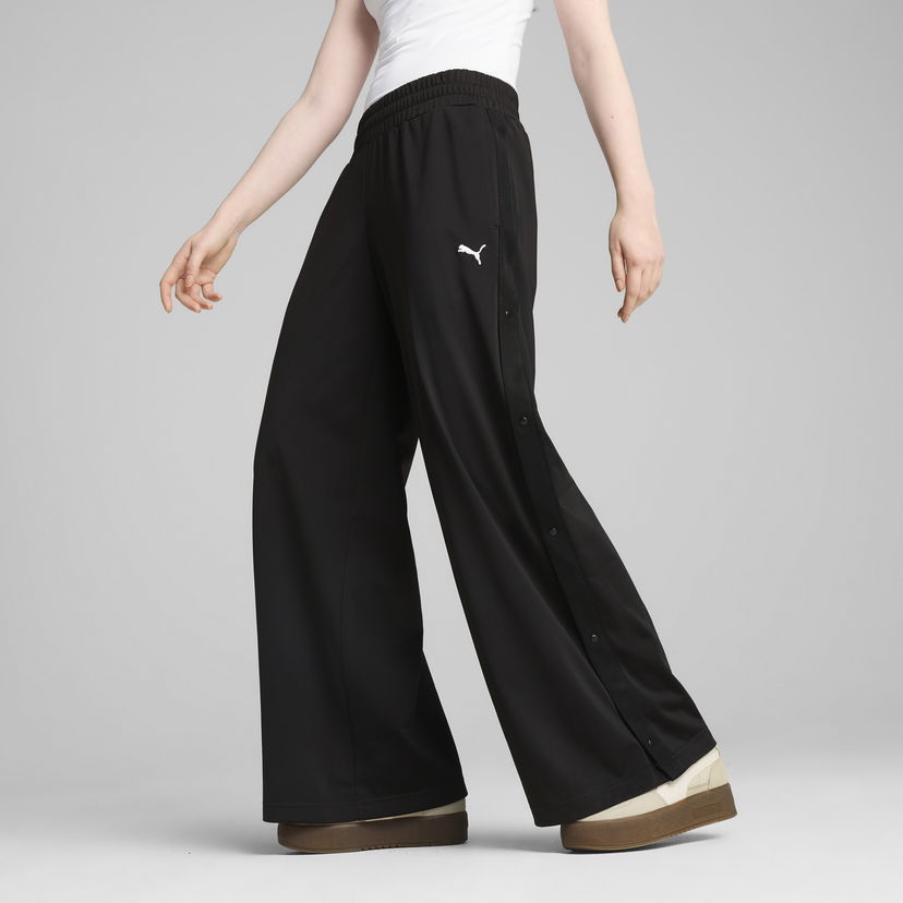 Trenirka Puma WARDROBE ESS Snap Button Wide-Leg Pants Črna | 629804_01