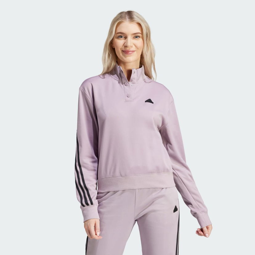 Pulover adidas Performance Iconic Wrapping 3-Stripes Snap Track Top Lila | IT4827
