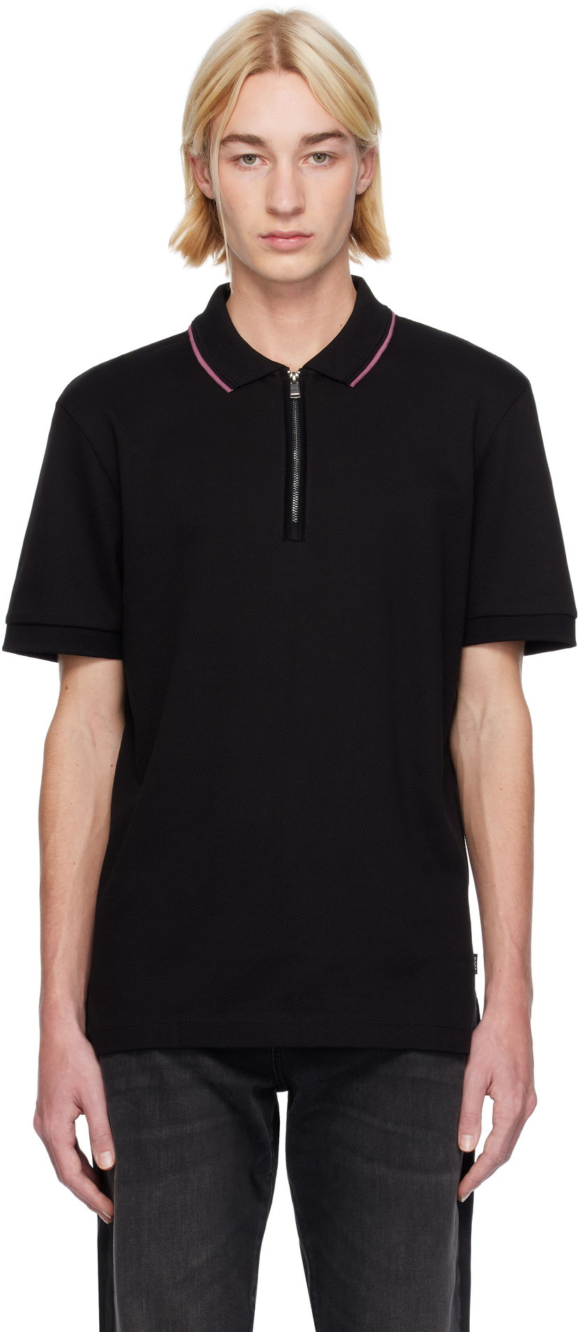 Polo majica BOSS Zip Placket Polo Črna | 50532612