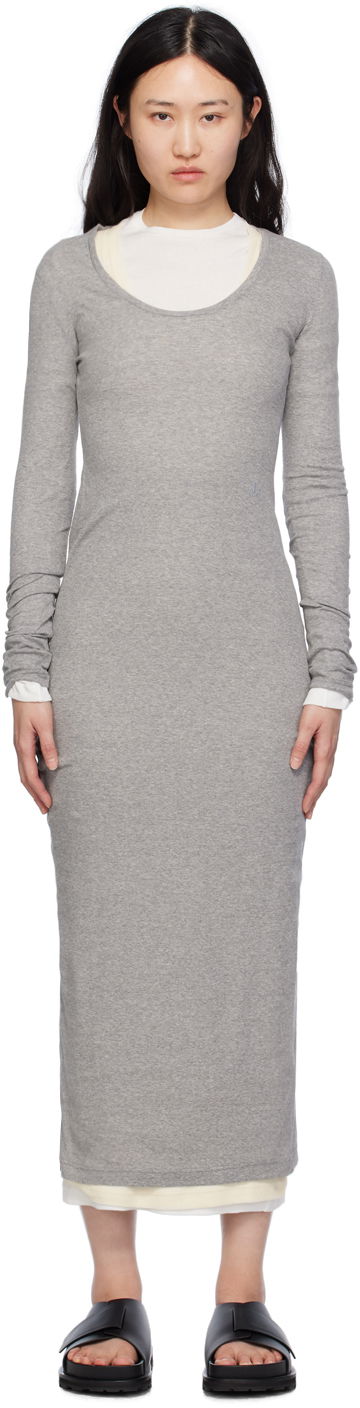 Obleke Jil Sander Layered Maxi Dress Siva | J40FV0103_JTN357