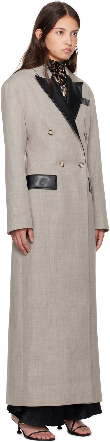 Plašči Nanushka Nanushka Ferris Double-Breasted Long Coat Siva | NW24FWOW36970, 1