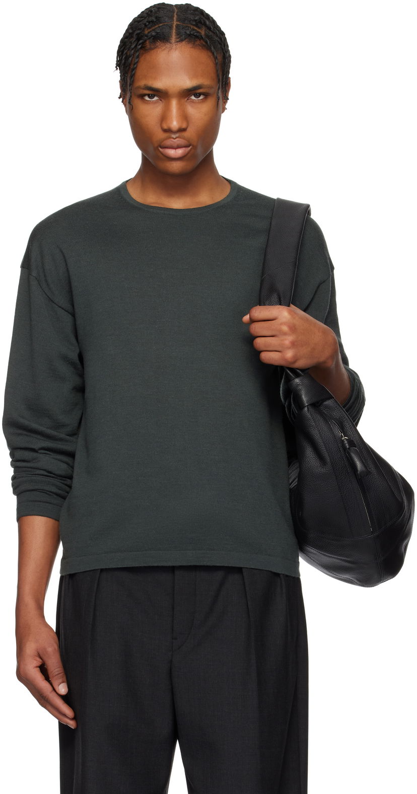 Pleteni pulover LEMAIRE Lemaire Crew Neck Sweater Zelena | TO1359 LK087