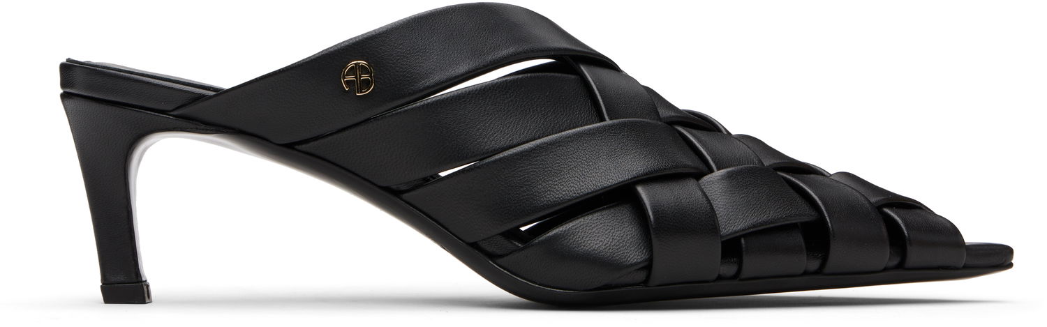 Modni dodatki Anine Bing ANINE BING Eve Woven Heeled Mules Črna | A-14-11311-BLK1, 0