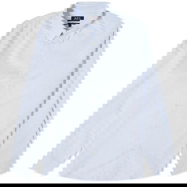 Srajce A.P.C. Greg Log Button Down Stripe Shirt Modra | COGUH-H12499-IAA, 0