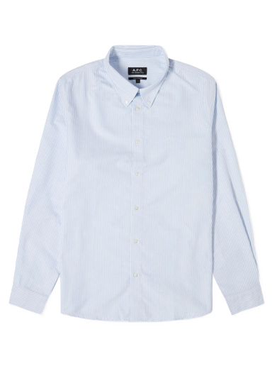 Srajce A.P.C. Greg Log Button Down Stripe Shirt Modra | COGUH-H12499-IAA