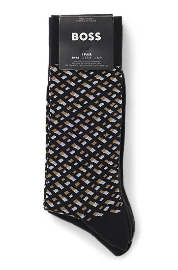 Nogavice BOSS Gift-boxed four-pack of regular-length socks featuring one patterned pair and three solid pairs Večbarvna | 50524322, 1
