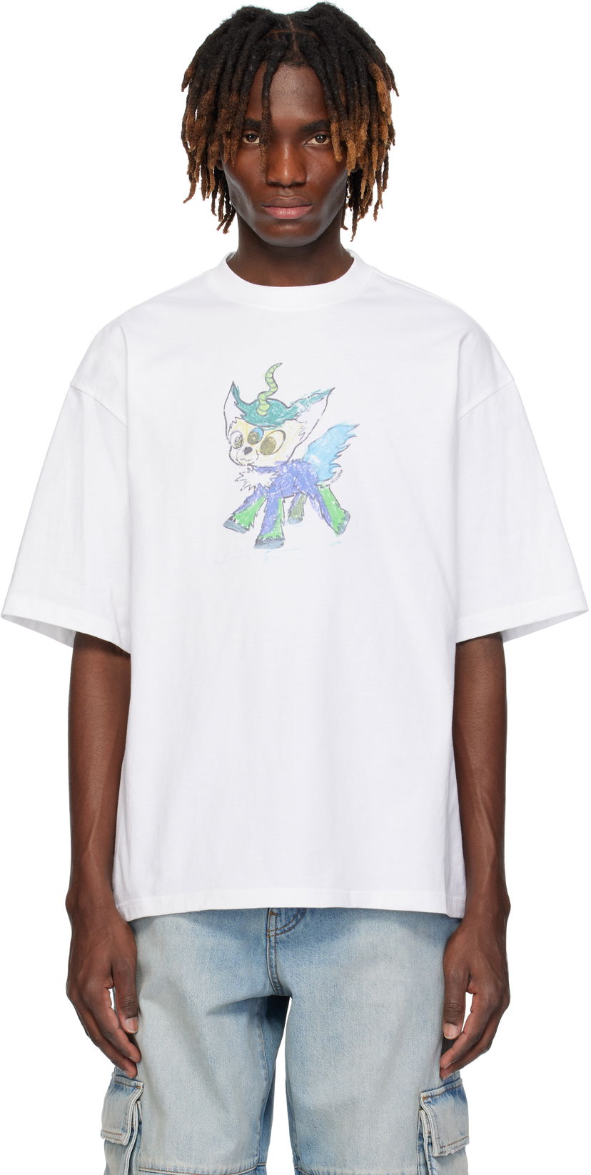 Majica We11done We11done Monster Drawing T-Shirt Bela | WD-TT0-25-744-U-WH