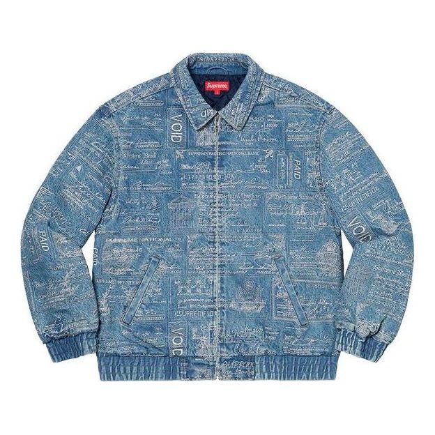 Bomber jakna Supreme Checks Embroidered Denim Jacket Modra | SUP-SS20-452