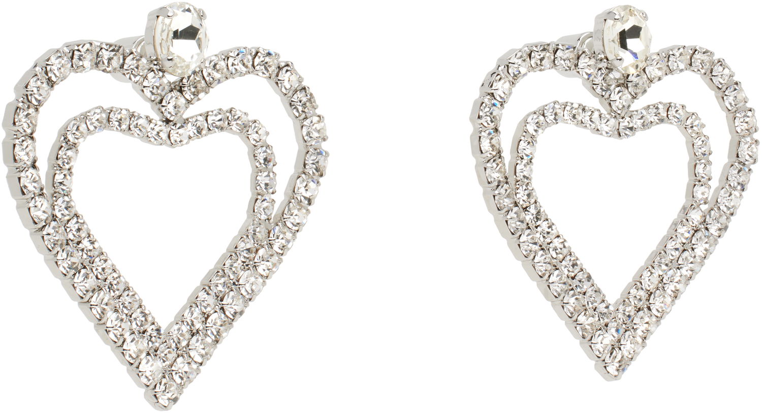 Uhani Blumarine Blumarine Rhinestone Hearts Drop Earrings Kovinski | P522W320A, 1