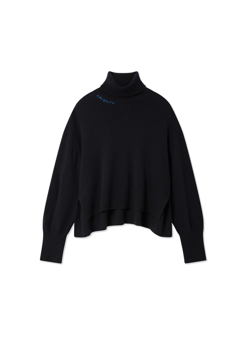 Pleteni pulover AXEL ARIGATO Maeve Turtleneck Boxy Fit Cropped Sweater Črna | A3324001