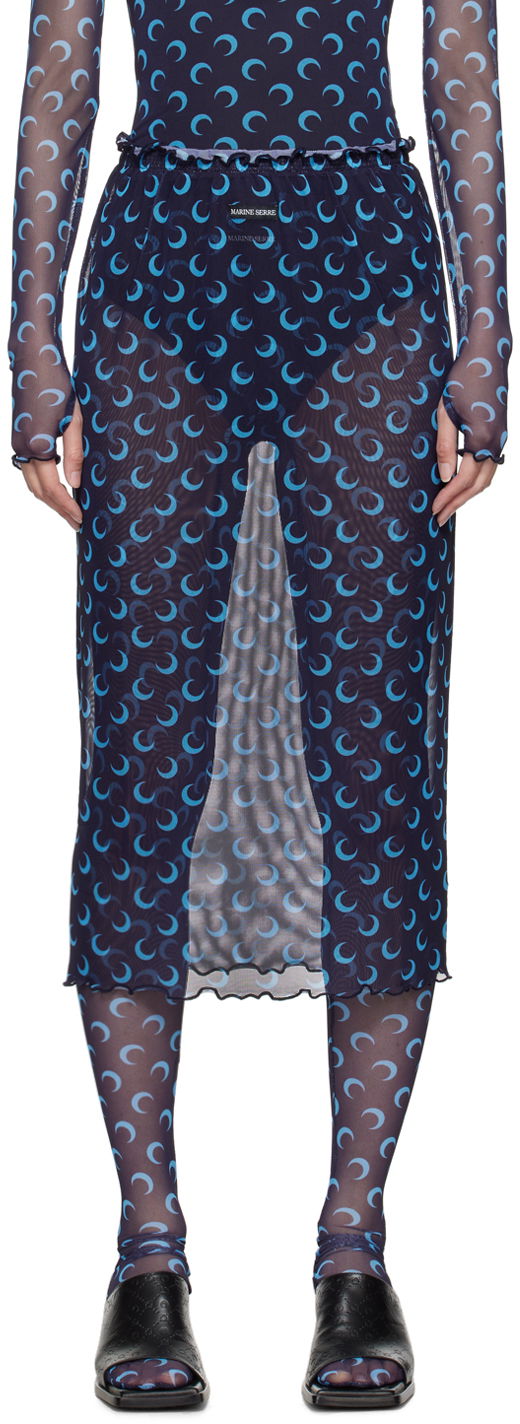 Krila Marine Serre Moon Printed Midi Skirt Modra | WSK084A