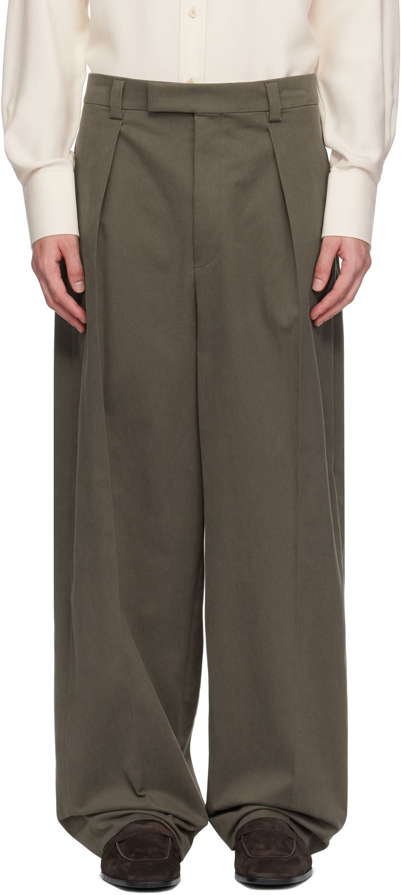 Hlače FERRAGAMO Ferragamo Inverted Pleats Trousers Zelena | 782861