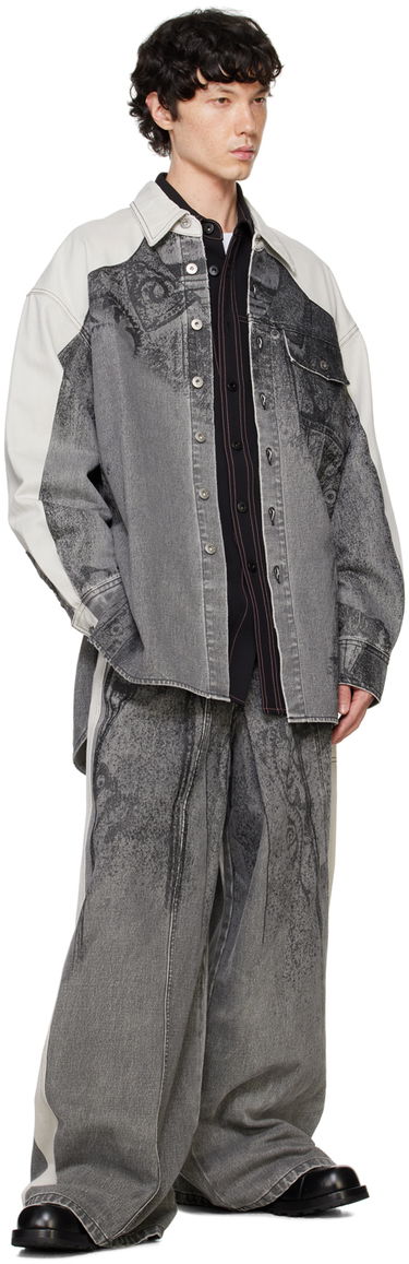 Srajce Feng Chen Wang Feng Chen Wang Printed Denim Jacket Siva | FUF18JK04B, 3