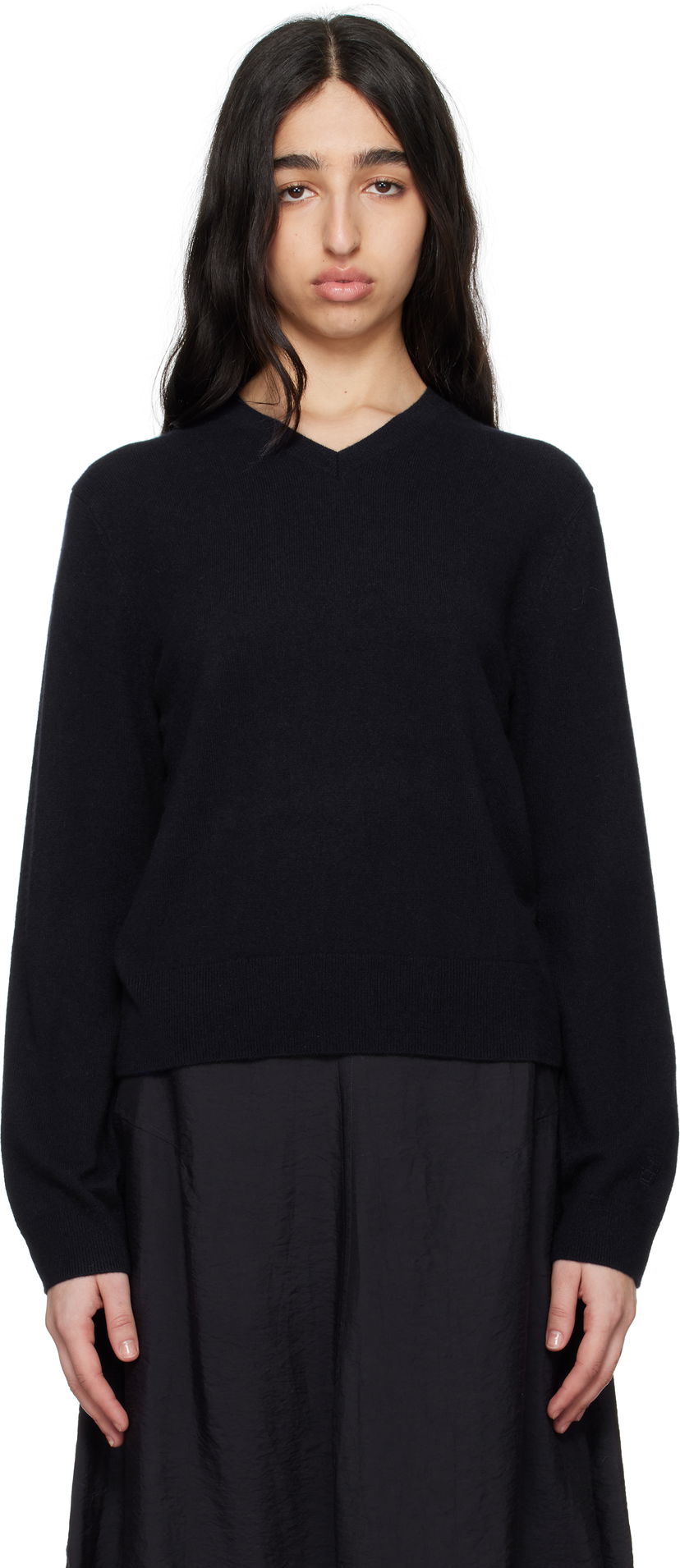 Pleteni pulover TOTEME TOTEME Classic V-Neck Sweater Črna | 252-WRT0432-YA0016
