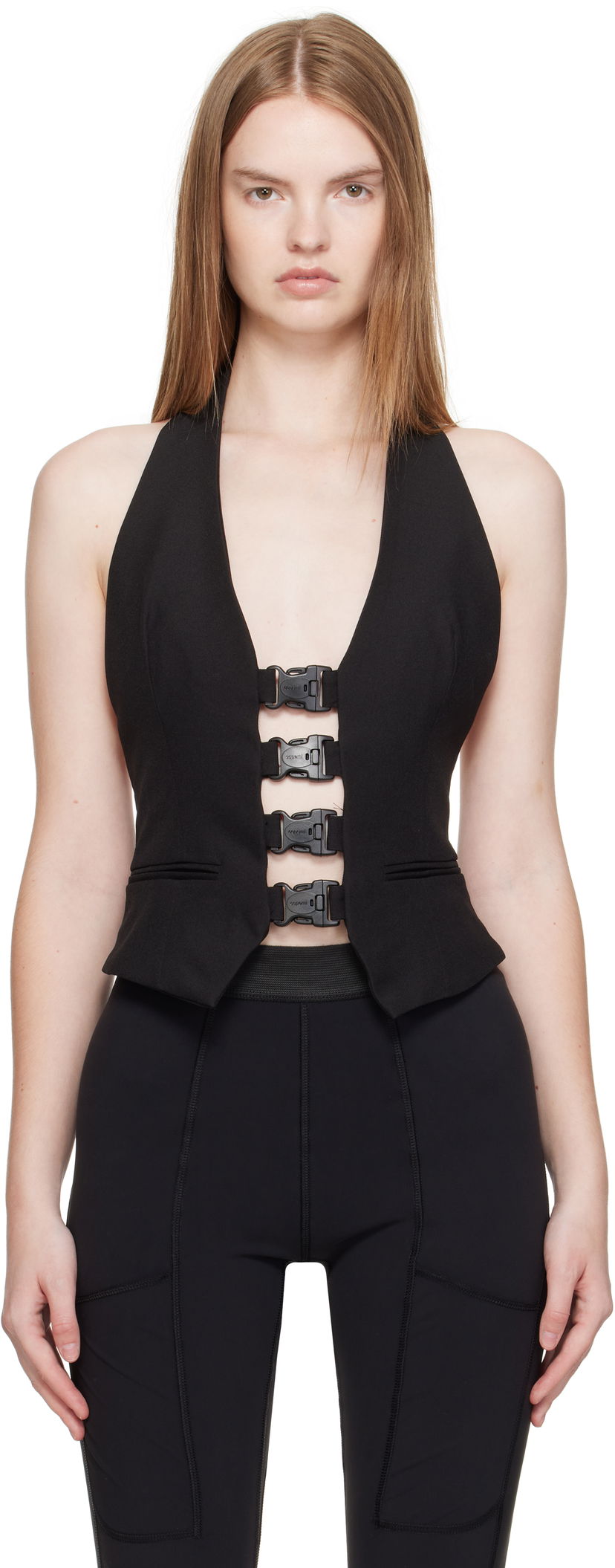 Majica brez rokavov Coperni Coperni Multi Buckle Halter Top Črna | COPT35F3004