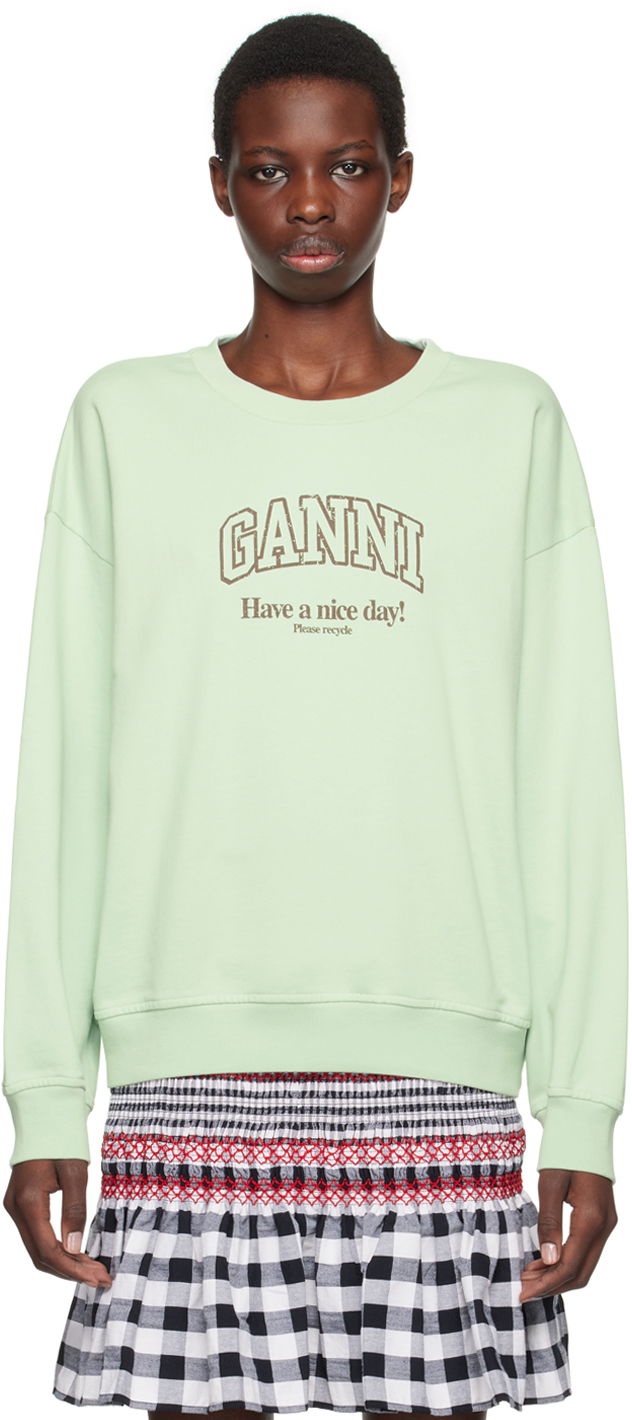 Majica GANNI Green Isoli Sweatshirt Modra | T3945