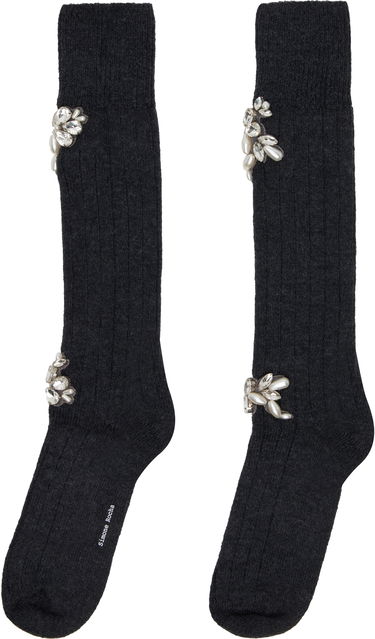 Nogavice Simone Rocha Simone Rocha Embellished Rose Knee Socks Črna | SOCK63B 0634, 2
