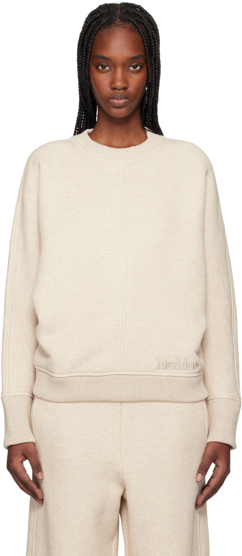 Pleteni pulover Max Mara Max Mara Cral Knit Sweatshirt Bež | 2511921028600
