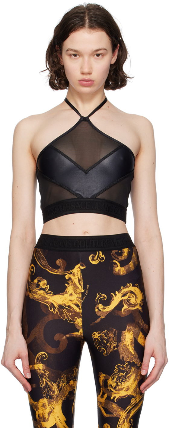 Majica brez rokavov Versace Jeans Couture Black Paneled Tank Top Črna | E76HAM209_EJ0062